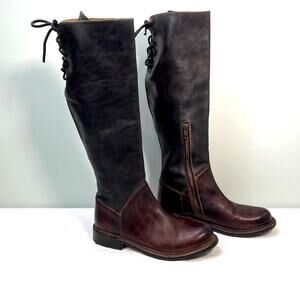 BED STU Manchester Boots Womens 7.5 2 Tone Brown Leather Tall Equestrian Riding